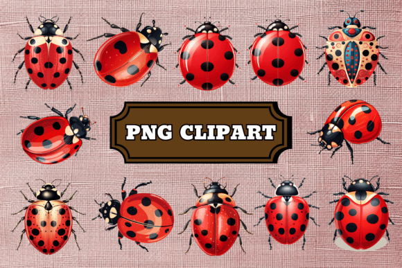 Cute Ladybug PNG Bundle Graphic Illustrations By craftsmaker