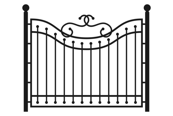Decorative Metal Lattice Fence. Iron Bla Grafik Druckbare Illustrationen Von microvectorone