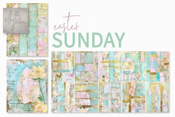 Easter Sunday Collage Paintings Afbeelding AI Illustraties Door rileybgraphics