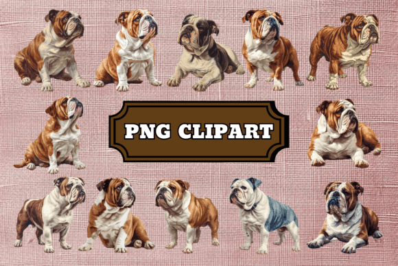 English Bulldog Dog Clipart Bundle Graphic Illustrations By craftsmaker