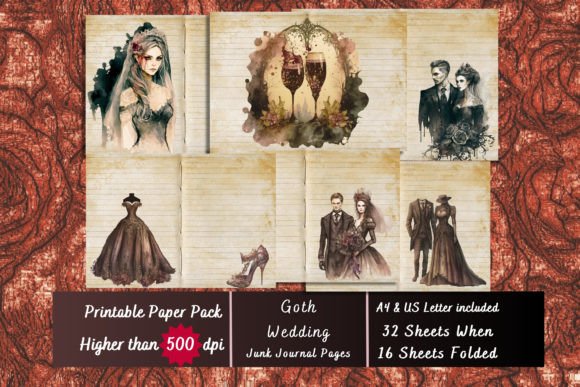 Goth Wedding Bride Groom Gothic Papers Graphic Backgrounds By artisticwayco