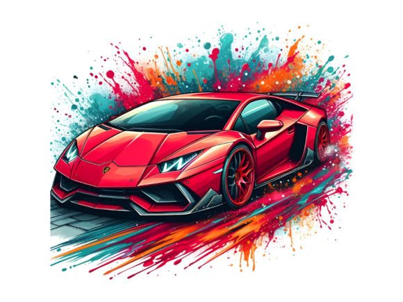 Lamborghini Sports Car Graphic Illustrations By LINEART3