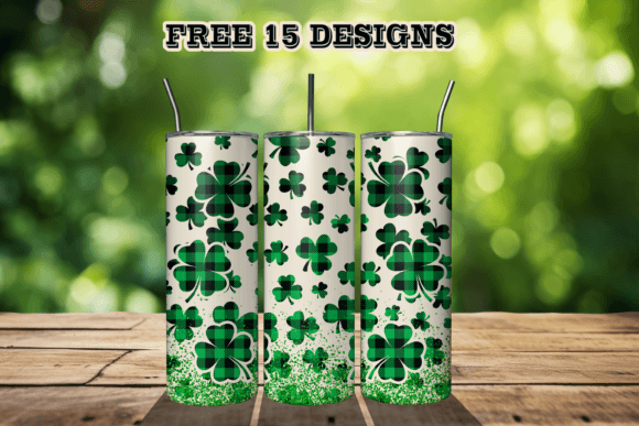 Saint Patrick Shamrock Plaid Tumbler Png Graphic Crafts By TityDesign