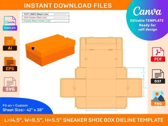 Sneaker Shoe Box Template Large Size Graphic Print Templates By DesignConcept