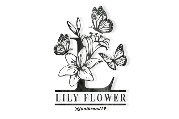 Split Lily Flower Monogram Dekorative Schriftarten Schriftart Von fontbrand19