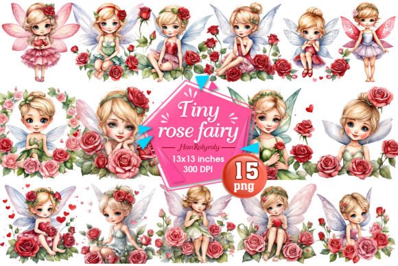 Tiny Rose Fairy Sublimation Clipart Grafik Druckbare Illustrationen Von Han Rolyroly