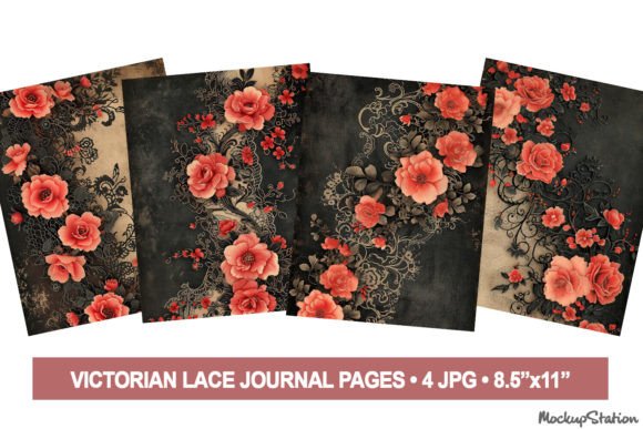 Vintage Lace and Roses Background Pages Grafica Grafiche AI Di Mockup Station