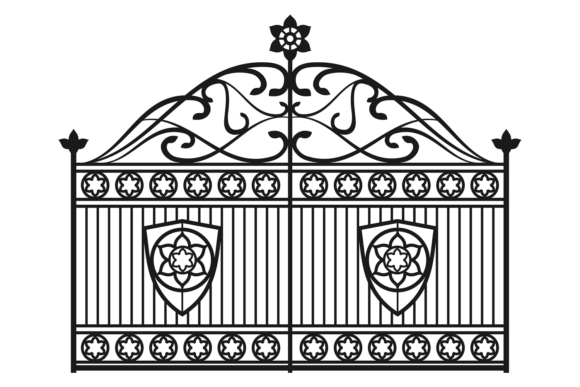 Wrought Gate Black Silhouette. Decorativ Graphic Illustrations By microvectorone