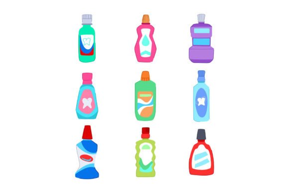 Mouthwash Set Cartoon Vector Illustratio Graphic Illustrations By pikepicture
