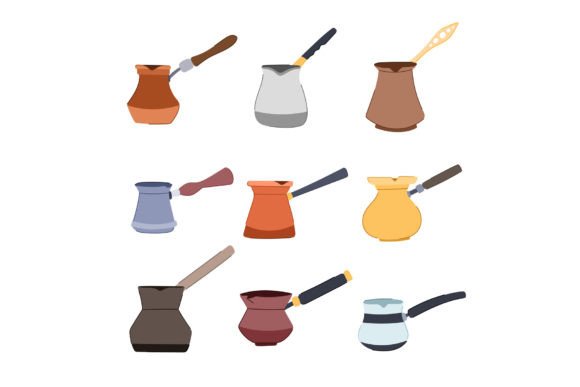Turkish Cezve Coffee Set Cartoon Vector Graphic Illustrations By pikepicture