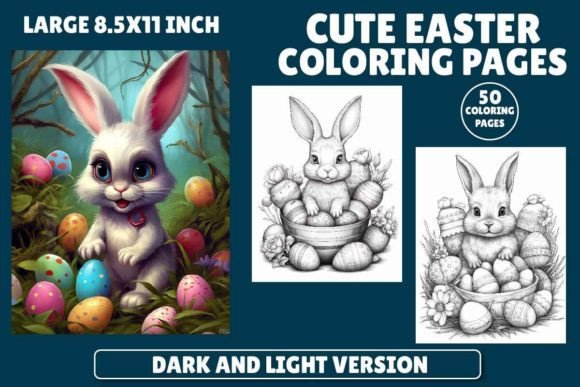 50 Easter Coloring Pages for Adults Gráfico Páginas y libros de colorear para adultos Por Panda Art