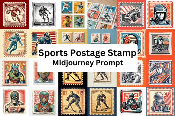 Ai Prompt for Sports Postage Stamps Grafik Plotterdateien Von Digital Delight