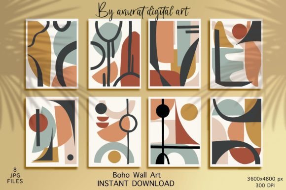 Boho Wall Art Graphic Backgrounds By Anurat Digital Art