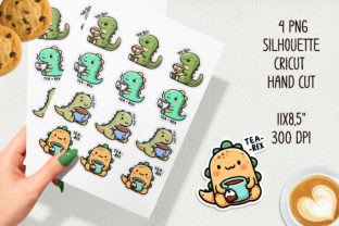 Dino Tea-rex Stickers. PNG, JPG. Graphic AI Illustrations By NadineStore 2