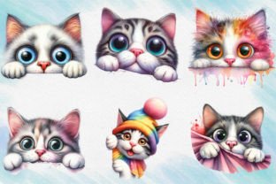 Funny Peeking Cats Clipart - Cute Cat Graphic Illustrations By RevolutionCraft 2