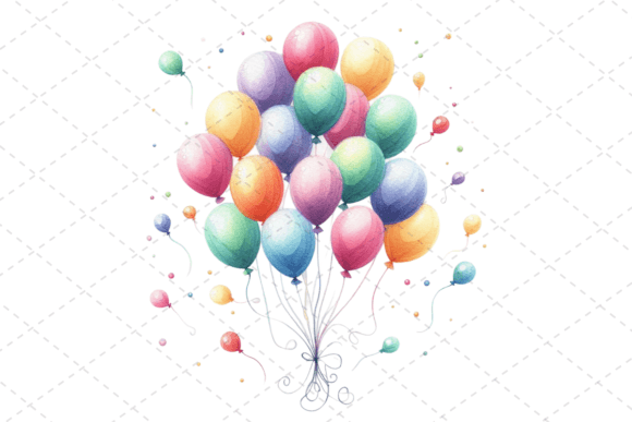 Joyful Balloons Watercolor Clipart Graphic Illustrations By MH Creation House