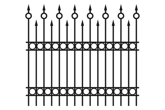 Metal Railing Barrier. Decorative Ornate Graphic Illustrations By microvectorone