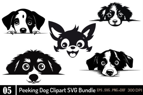 Peeking Dog SVG Clipart Bundle Gráfico Ilustraciones Imprimibles Por Print Market Designs