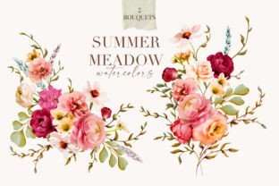 SUMMER MEADOW FLORAL WATERCOLORS Graphic Illustrations By avalonrosedesign 4