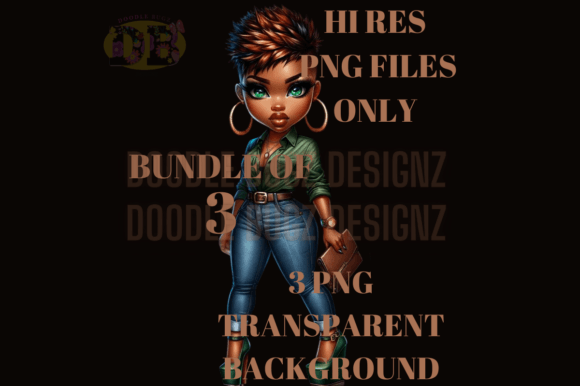 African American Chibi Girls Bundle Graphic AI Transparent PNGs By doodlebugzcraftzanddesignz