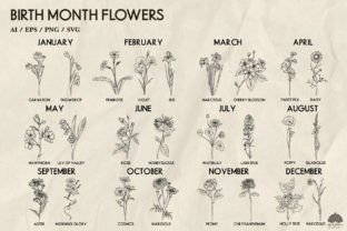 Birth Month Flowers Svg Bundle Graphic Illustrations By HappyWatercolorShop 2