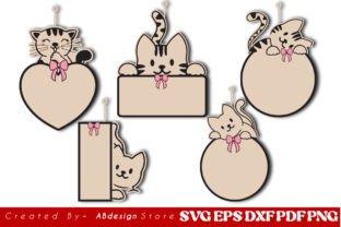 Cat Ornament Pet Lover Design Illustration SVG 3D Par ABdesignStore 1