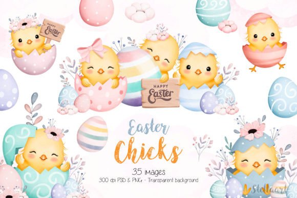 Easter Chicks Clipart Graphic Illustrations By Stellaart