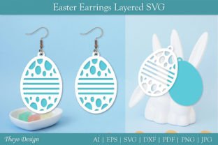 Easter Layered Earrings SVG I Easter Egg Graphic 3D SVG By Theyo Design