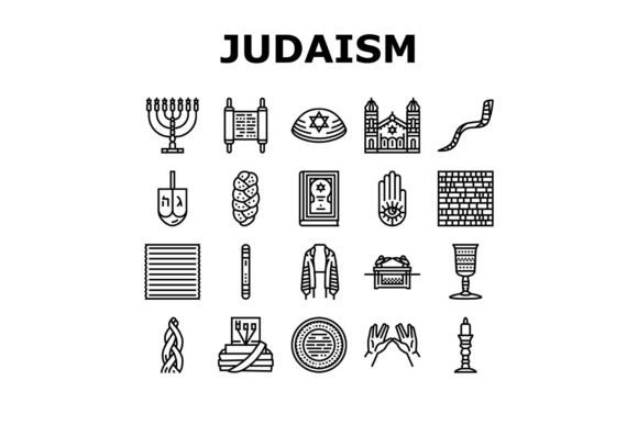 Judaism Jewish Jew Israel Torah Icons Gráfico Iconos Por stockvectorwin