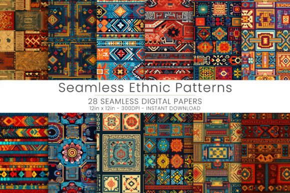 Seamless Ethnic Patterns Afbeelding AI Patronen Door Mehtap