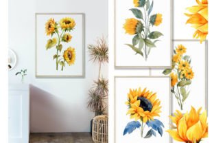 Sunflower Clipart, Modern Wreath Clipart Graphic Illustrations By UsisArt 4