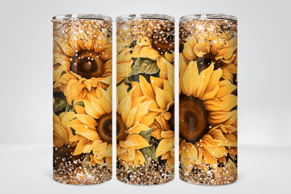 Sunflowers Glitter 20Oz Tumbler Wrap Grafik KI Grafiken Von TINTIN Design