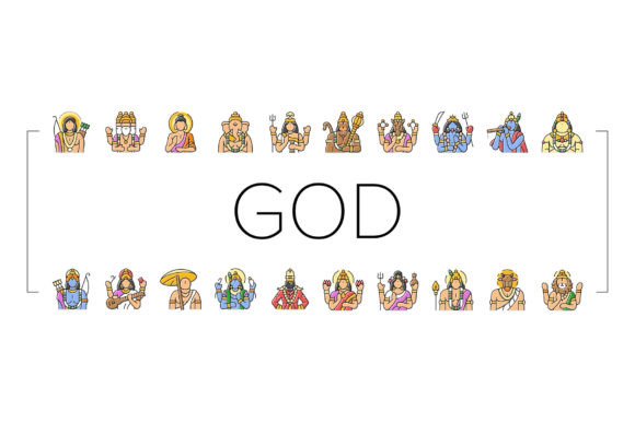 God Indian Hindu Lord Krishna Icons Set Graphic Icons By stockvectorwin
