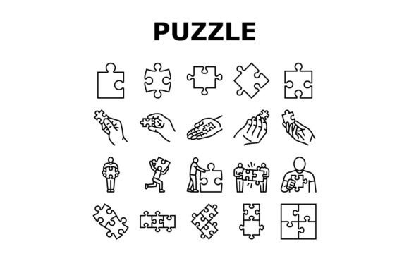 Puzzle Jigsaw Piece, Business Icons Set Grafica Icone Di stockvectorwin
