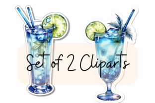 Blue Mocktail Duo: Vibrant Cliparts Gráfico Ilustrações para Impressão Por KGNgraphics.Co. 1