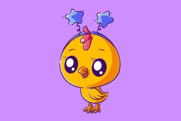 Cute Chick Wearing a Headband Graphic Illustrations By wawadzgn