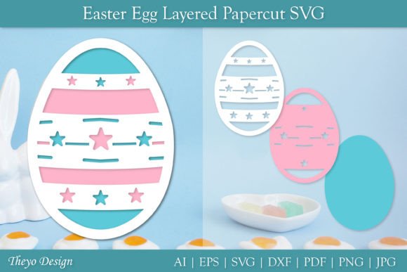Easter Egg Layered Papercut SVG Gráfico SVG 3D Por Theyo Design