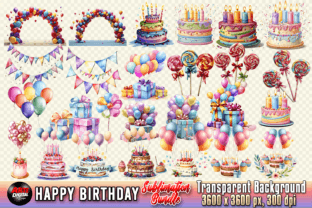 Happy Birthday Clipart - Birthday PNG Gráfico Ilustraciones Imprimibles Por Arte Digital Designs 3