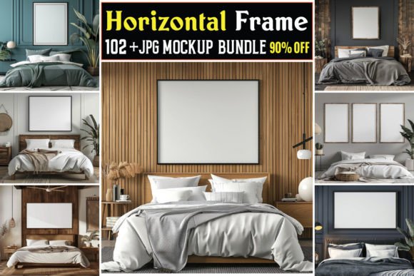 Horizontal Frame Mockups Bundle 1 Grafica Modelli di Prodotto Progettati su Misura Di Mockup And Design Store