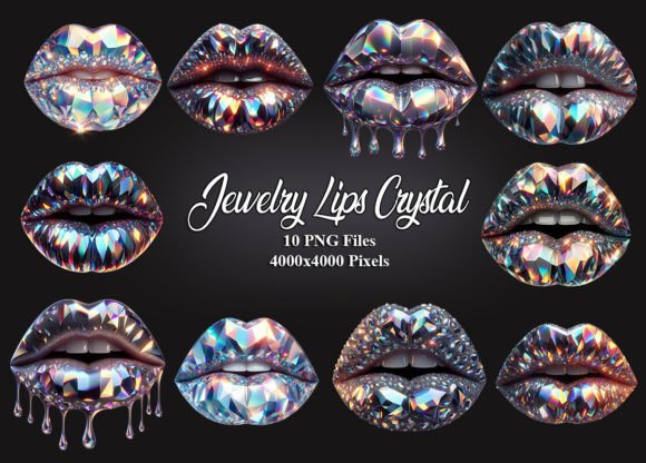 Jewelry Lips Iridescent Crystal Clipart Graphic AI Graphics By Felicitube
