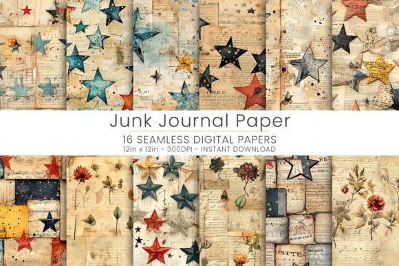 Junk Journal Paper Graphic AI Patterns By Mehtap