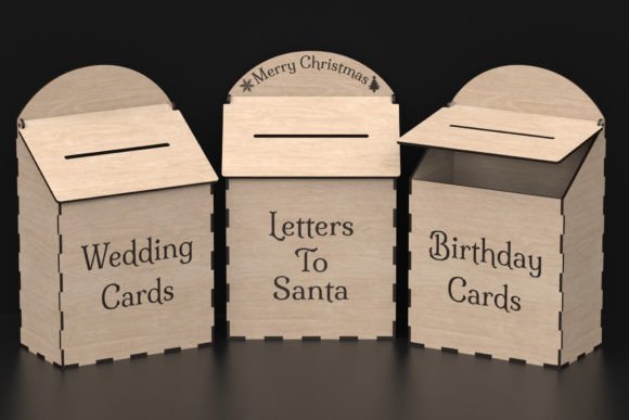 Laser Cut Wedding Card Box Svg Files Gráfico SVG 3D Por ThemeXDigital