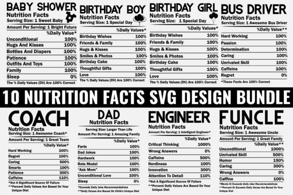 Nutrition Facts SVG Design Bundle Graphic Crafts By Craft Sublimation Design