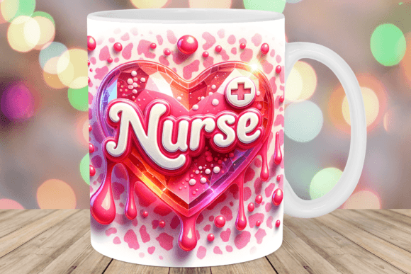3D Leopard Heart Nurse Mug Wrap Graphic Crafts By Ozzie Digital Art