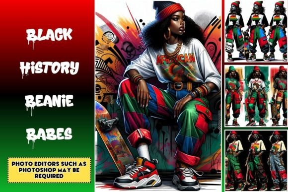 Black History Beanie Babes Graphic AI Graphics By LumiDigiPrints