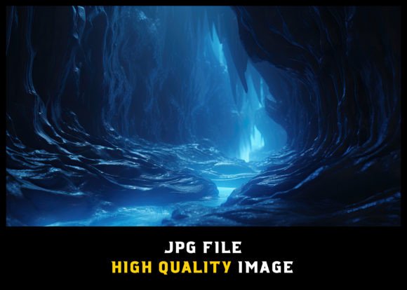 Blue Glowing Cave Fantasy Background Grafik KI Grafiken Von WODEXZ