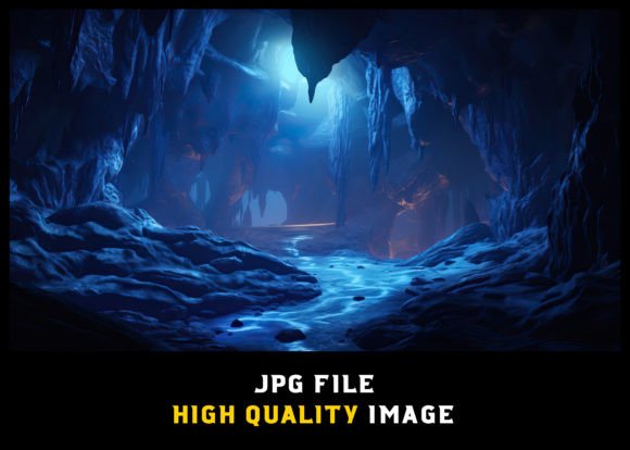 Blue Glowing Cave Fantasy Background Grafik KI Grafiken Von WODEXZ