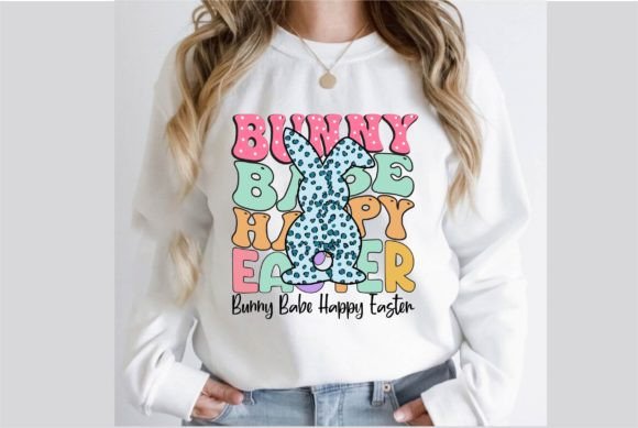 Bunny Babe Happy Easter PNG Sublimation Graphic T-shirt Designs By Creative Design