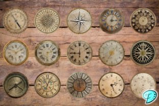 Clock and Compass Digital Ephemera Graphic Objects By Emily Designs 3