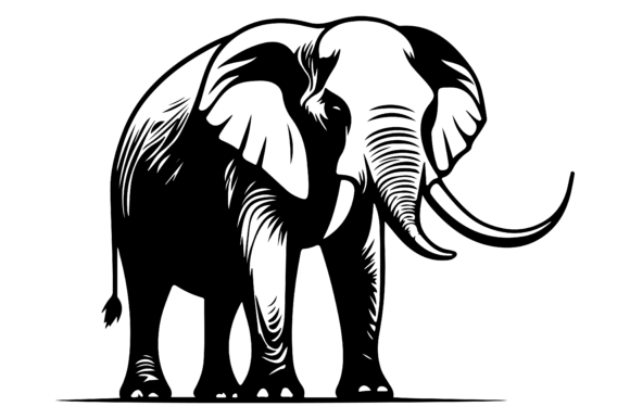 Elephant Silhouette Vector Illustration Grafika Ilustracje do Druku Przez VAROT CHANDRA RAY